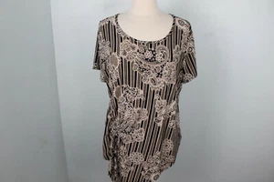 Sami & Jo Petite Women’s Striped Ornament Round Neck Tunic Blouse Size PXL - Picture 1 of 6