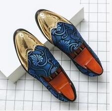 Mens British Pointy Toe Dress Loafers Wing Tip Floral Slip On Oxfords Shoes 2024