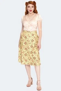 Rock Blumenmuster Knopfleiste Retro Vintage Style - Bild 1 von 5