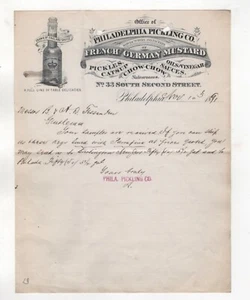 RARE 1891 PHILADELPHIA PICKLING CO LETTERHEAD CROWN OF ENGLAND SAUCE MUSTARD - Picture 1 of 3