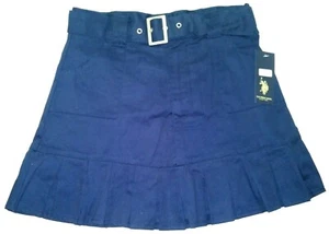 NEW Girls Uniform Scooter Skirt Navy Blue School Pleated Belted by US Polo Assn - Picture 1 of 7