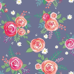 RAMOS DE ROSAS ~ Amapola y Posey ~ Fondo de AMATISTA ~ Rosas Rosas Rosa Desgastadas ~ BTY - Imagen 1 de 1