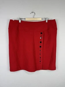 Steilmann Red Wool Knit Beaded Comfort Back Zipper Short Skirt Sz US 16 - Picture 1 of 24