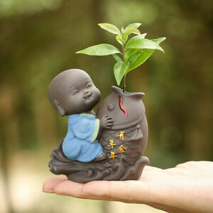 Chinese Creative Tea Pet Small Fish Monk Statue House Warming Gift Lucky Vase