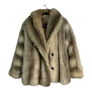 Vintage 80s Jordache Faux Fur Coat Sz 7/8 Browns/Grays Lined Made In USA - READ - Picture 1 of 17