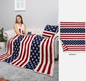 ComfyLuxe American Flag Pattern Throw Blanket - Picture 1 of 7