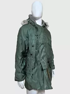 Woolrich - 1960s Green Kodiak N-3B Military Parka Genuine Fur Sz L - Made In USA - Picture 1 of 14