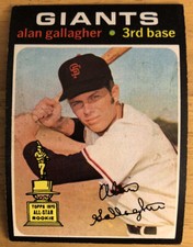 1971 Topps Alan Gallagher Baseball Card Rookie (RC) #224 Giants Low-To-Mid-Grade