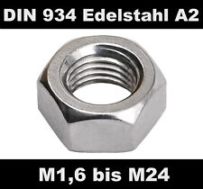 Sechskant-Muttern DIN 934 Edelstahl A2 V2A rostfrei M4 M5 M6 M8 M10 M12 M16 M24