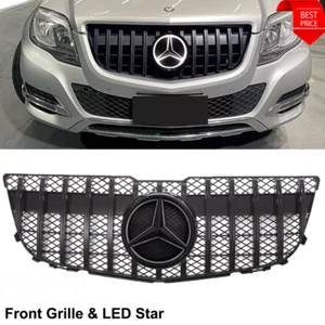 Black Grille Grill W/LED For Mercedes Benz X204 GLK300 GLK250 GLK350 2013-2015 - Picture 1 of 8