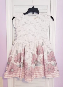 Moonstar Elegant Dress for Girls, Floral with Polka Dots, Size 6 - Picture 1 of 5
