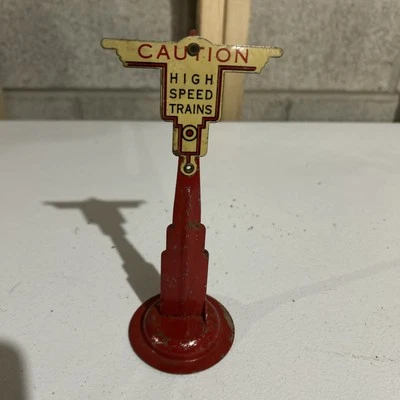 Marx Prewar O "Caution High Speed Trains" Metal Train Signal - Image 1 of 4