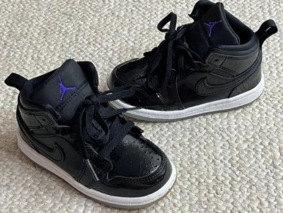 NIKE Air Jordan 1 Mid Space Jam Toddler Boy 8C Black Sneakers Shoes DV1338-004 - Image 1 of 4