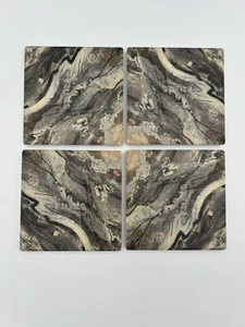 Thirstystone Schwarz Grau Hellbraun Aquarell Abstrakt Stein Untersetzer Kork Unterlage 4 - Bild 1 von 2