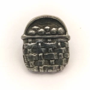 1984 Danforth Pewter Apple Basket Pin MVB 84 Pewter Brooch Vintage Collectible - Picture 1 of 7