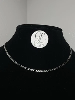 14K White Gold Filled Figaro Chain Necklace 3MM 16 Inch Women’s Mens - Image 1 of 4