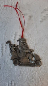 Reicht Studios Babbo Natale in peltro in carrello da golf ornamento 1991 - Foto 1 di 4