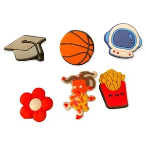 Shoe Charms Decorations French Fries Astronaut Flower Set of 6 - Picture 1 of 1
