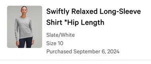 Swiftly Relaxed Langarmshirt hüftlang, Größe 10, schiefer/weiß - Bild 1 von 3