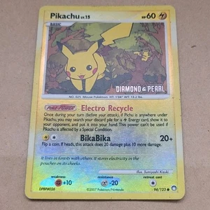 POKEMON PROMO CARD - BURGER KING 2008 -D&P STAMPED - PIKACHU 94/123 (REV HOLO)MP - Picture 1 of 2