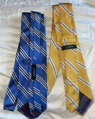 Corbata informal vintage J Crew azul gris a rayas 100 % seda hecha en EE. UU. Preppy Foto 1 de 4