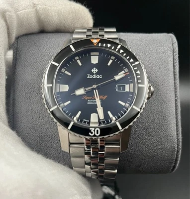 Zodiac Super Seawolf Men's Watch, Stainless Steel, Black, Reference Z09296 - Image 1 of 4