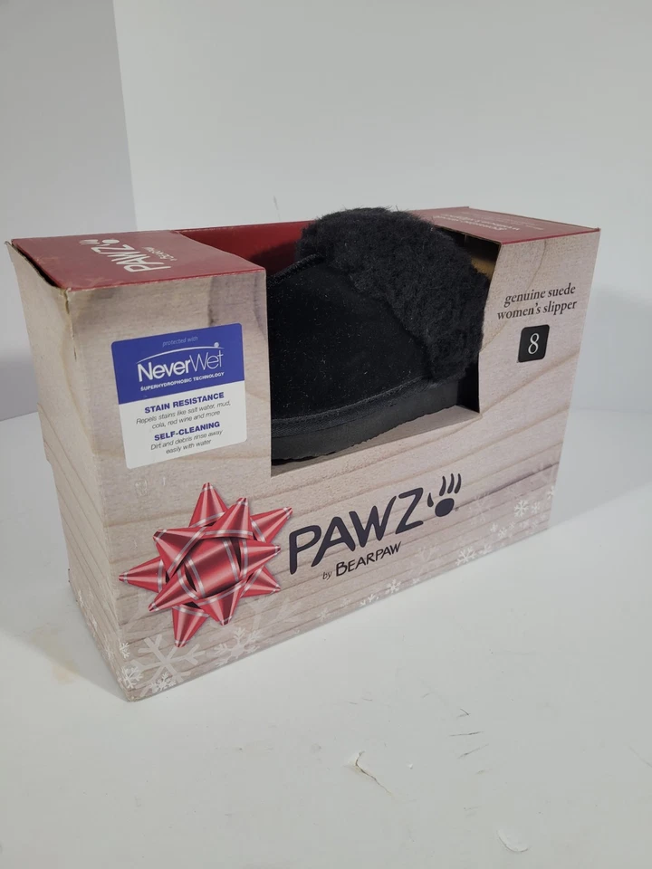 PAWZ By Bearpaw Women’s Black Size 6 Mackenzie Suede Scuff Slippers Mules