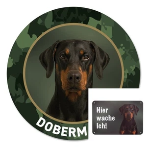 Dobermann Autoaufkleber, Zaunschild Warnschild Hunde "Hier wache ich" Premium - Bild 1 von 15