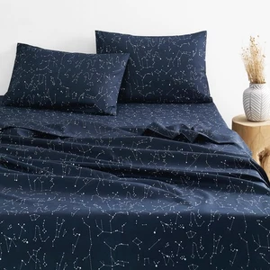 - Constellation Bed Sheets, 4-Piece Sheet Set, Celestial Space Witchy Star Ga... - Picture 1 of 7