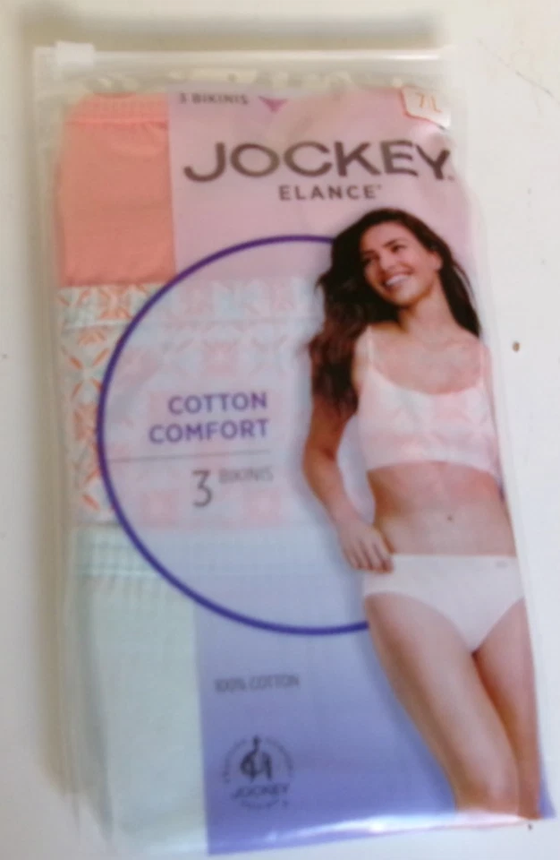 Jockey Elance Cotton Comfort Bikini Size 7/ Multi-color Style 1489.