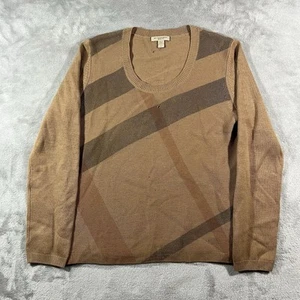 Burberry Brit Wool Cashmere Classic Check Sweater Brown Khaki Melange See Pics - Picture 1 of 13
