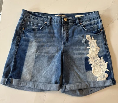 Pantalones Cortos Vintage America Bestie Azul Denim Puños Talla 2/26 Elastizados Foto 1 de 4