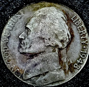 1948 D Improper Alloy Mix Black Beauty Jefferson Nickel Uncirculated Mint State - Picture 1 of 2