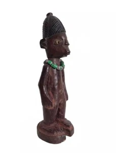 Statuette Jumeau Ibeji Aux Chevrons - Début XXe - 27 cm - Art africain - Imagen 1 de 6