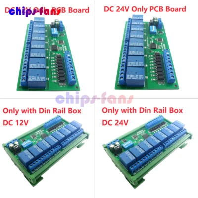 DC 12V/24V 8 CH DIN35 C45 DIN Rail Box UART RS485 Relay Module Modbus RTU Switch - Image 1 of 4