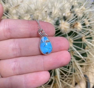 GOLDEN HILLS LAVENDER Turquoise Pendant Necklace | Sterling Silver Kazakhstan - Picture 1 of 6