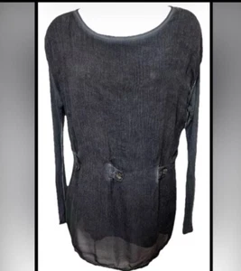 Blusa BITTE KAI RAND Boho Azul Gris Crepé En Capas Top Acanalado Tejido Diseñador - Imagen 1 de 10