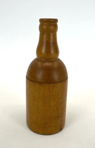 Vintage gedrechselter Holz Baum Flasche Behälter Aufbewahrung Reise - Bild 1 von 12