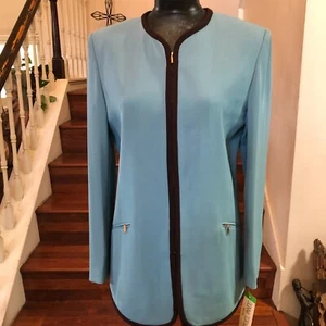 Donna Toran Blazer/Jacket Green Front & Pocket Zipper NWT Lined Size 12 - Picture 1 of 8