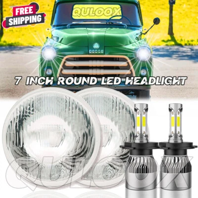 For Dodge D100 D150 D200 D300 7Inch Round LED Headlight Hi-Lo Beam cool white - Image 1 of 4