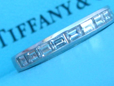 TIFFANY & CO. BAGUETTE .90 CTW DIAMOND 3.5MM WEDDING PLATINUM BAND RING SIZE 6.5 - Image 1 of 4