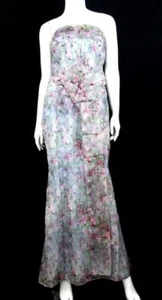 CAROLINA HERRERA PASTEL WATERCOLOR PRINT STRAPLESS ORGANZA MERMAID GOWN SZ.8 - Picture 1 of 8