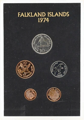 FALKLAND ISLANDS 1974 Proof Set 'Antarctic Animals' in Hard Case (5 coins) - Image 1 of 2