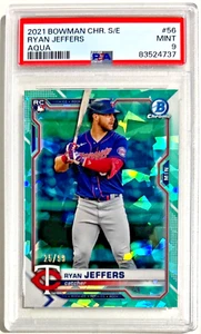 Bowman Chrome Sapphire Ryan Jeffers Aqua RC 2021 25/99 PSA 9 Minnesota Twins #56 - Imagen 1 de 3