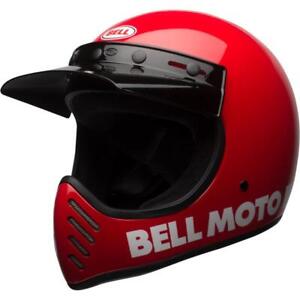 Bell Moto 3 Helmet Full Face Retro Vintage Fiberglass 5-snap Visor DOT XS-2XL