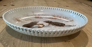 Antique Minton Oval Hand painted Pierced Bowl Rats playing 1871 - Picture 1 of 6