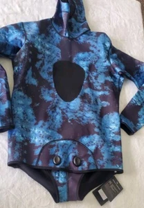 Traje de neopreno corto para mujer con gorra XXL traje de baño estilo buceo snorkel azul negro  - Imagen 1 de 14