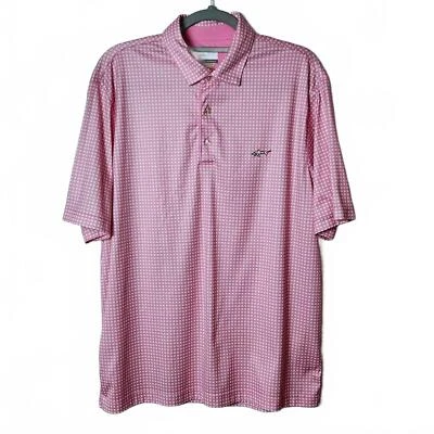 GREG NORMAN PLAYDRY POLO DE GOLF ROSA BLANCO GEOMÉTRICO MANGA CORTA PARA HOMBRE GRANDE Foto 1 de 4
