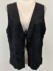 Eileen Fisher Textured Silk? Vest Black Single Clasp Lagenlook Artsy