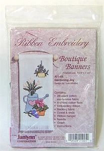 Janlynn Boutique Banners Gardening Joy 2105 Ribbon Embroidery Cross Stitch Kit - Picture 1 of 8